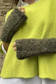 Boucle Fingerless Gloves Khaki Melange